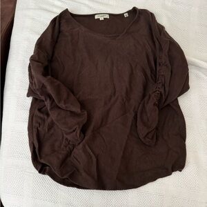 Max Studio Brown Oversized 3/4 Sleeve Blouse